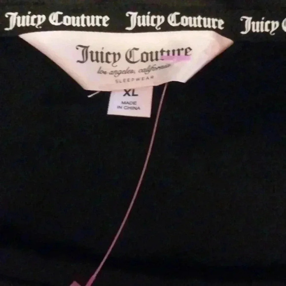 Juicy Couture Women Black Velvet Fleece Top, Rhinestone Embellished Logo, Sz XL - Picture 6 of 8